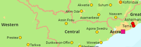 Ghana Städte und Regionen