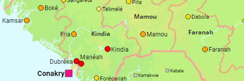 Guinea Städte und Regionen
