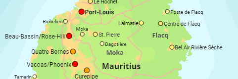 Mauritius Bezirke und größere Orte