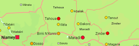 Niger Regionen und Städte