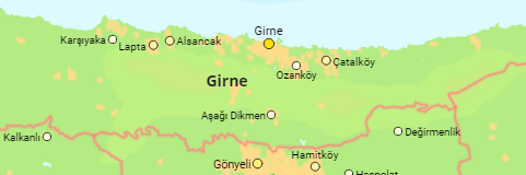 Northern Cyprus Districts and Major Places