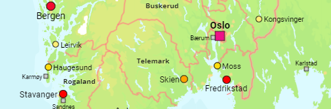 Norwegen Größere Siedlungen