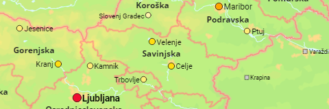 Slowenien Regionen und größere Städte