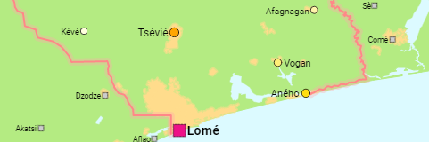 Togo Regionen und Städte